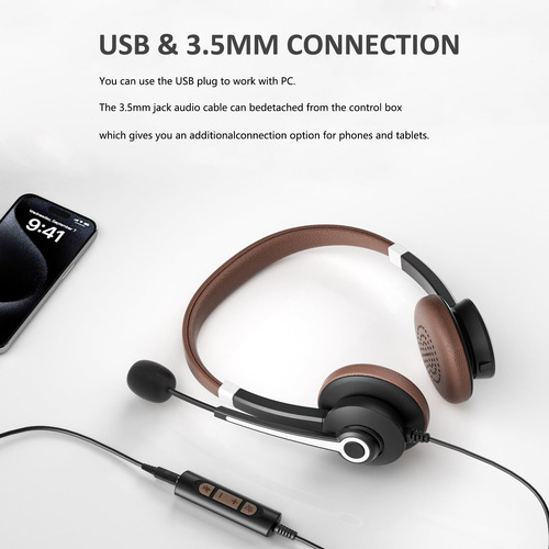 Usb Headset Arama With Microphone Noise Cancelling