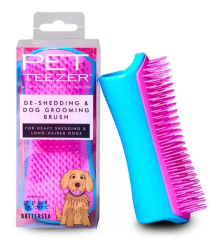 Cepillo Pelaje Muda Perro Pet Teezer Big Blue Pink Color Blue Pink