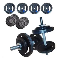 Comprar Set Kit Pesas 2 Barras Mancuerna-8 Discos-38 Libras Gym Grad