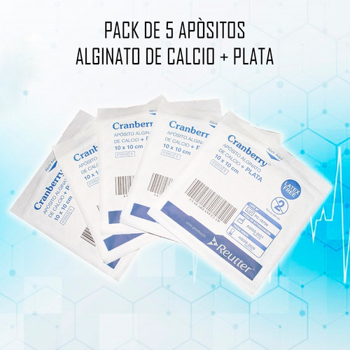 Imagen 2 de 6 de Apósito Alginato De Calcio + Plata 10x10 - Pack De 5 Und