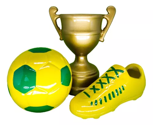 BOLA DE FUTEBOL CERAMICA VERDE E AMARELO