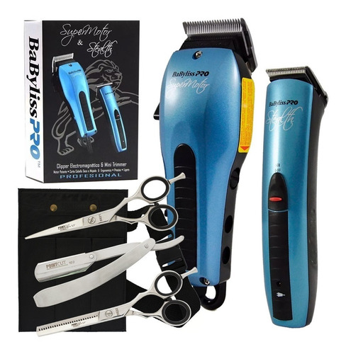 Kit Babyliss Maquinas Super Motor + Stealth + Tijeras Cobalt