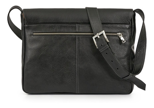 Morral Hombre Cuero Briganti Liso Moderno Acc61885 Color Negro