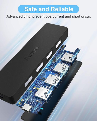 Hub Usb 3.0 De 5 Puertos Aceele, Concentrador Usb Ultradelga