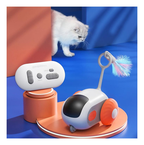 Juguete Automático Interactivo Auto Ratón Gatos Control Rem Naranja