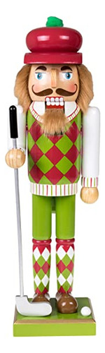 Clever Creations Golfer Cascanueces De Madera Tradicional D