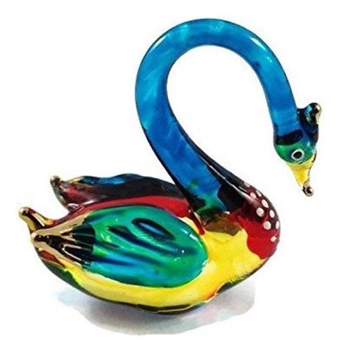 Tiny Crystal Swan Vidrio Transparente Soplado A Mano Art