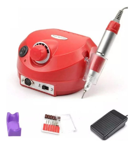 Torno De Uñas Luminaria Nail Drill Profesional Color Rojo Rojo
