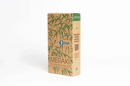 Imagen 2 de 5 de Cepillo De Dientes Bambú Meraki Ecofriendly Caja Biodegrad. Modelo Y Suavidad Adultos Cerdas Duras