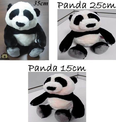  Urso Panda Familía Pelúcia Pai 35cm + Mãe 25cm + Filho 15cm