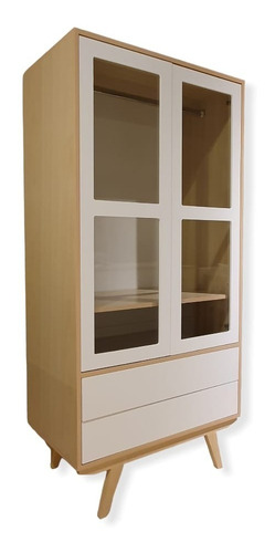 Imagen 1 de 10 de Ropero Niels 2 Puertas Vidrio Guatambu Estilo Nordico