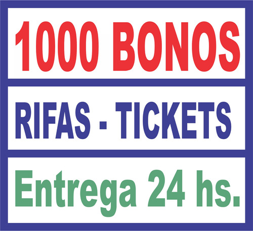 1000 Rifas Bono Contribucion Tickets Numerado Troquelado