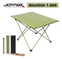 Comprar Mesa Ultraleve Dobrável Portátil Em 100% Alumínio 1,6kg Uso Exterior Camping Acampamento Joyfox 68x48cm Verde-musgo