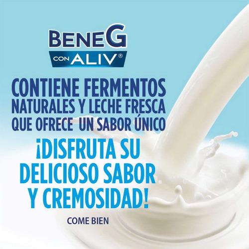 Yoghurt Natural Benegastro Con Aliv 6 Piezas De 90g