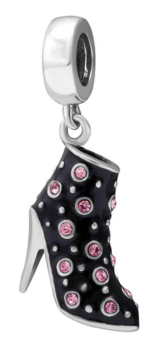 Black High Heel Dangle Charms 925 Sterling Silver Birthstone