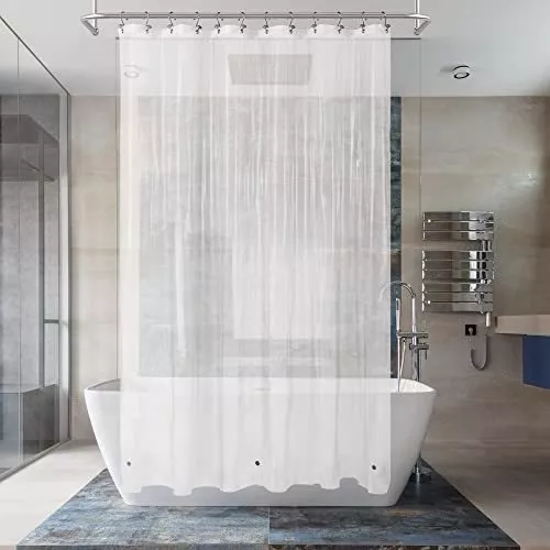 Cortina de ducha transparente de PEVA con ojales de metal inoxidables -  VIRTUAL MUEBLES