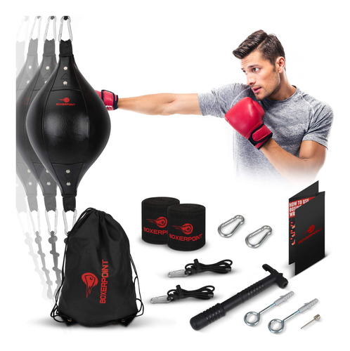 Boxerpoint Kit De Pelota De Boxeo De Doble Extremo. Cuero Si