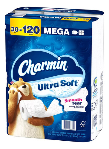Charmin Papel Higiénico Ultra Soft 30 Mega Rollos
