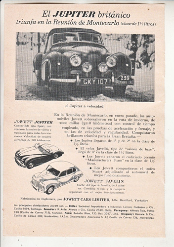 1951 Publicidad Vintage Automoviles Britanicos Howett Cars
