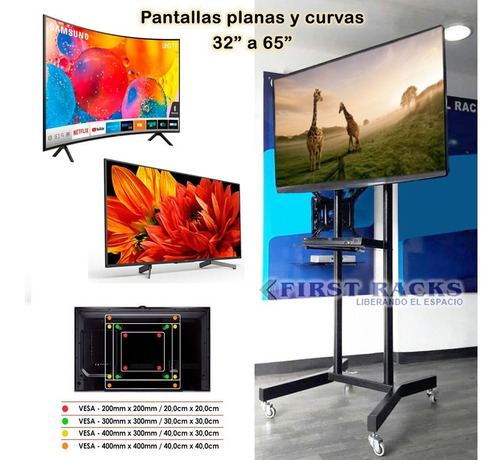 Rack De Pedestal Tv Lcd Led Curvo Plasma 32 -65...100% Perú