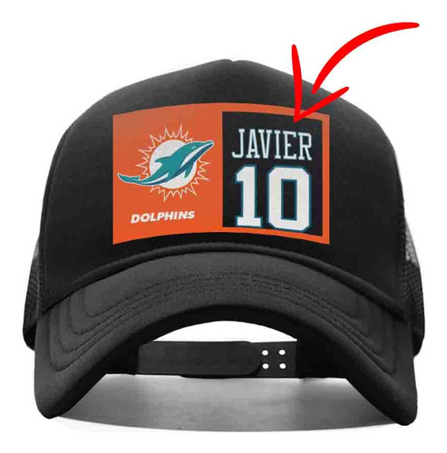 Gorra Personalizada Delfines De Miami Con Tu Nombre Black