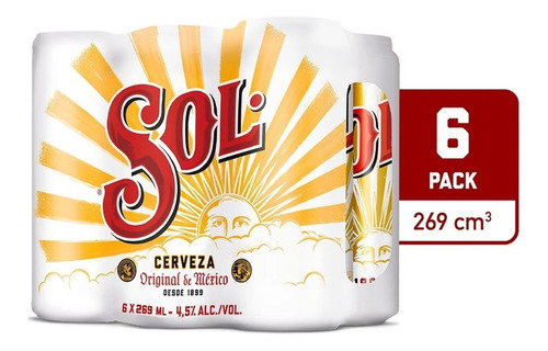 Cerveza Sol Lata 6 Pack X269ml