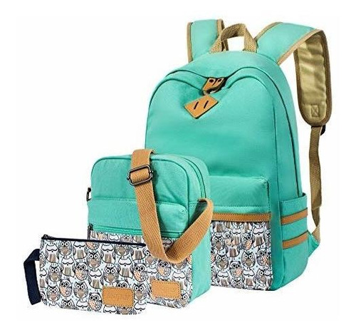 Leaper Owl Backpacks For Women Backpack Set Shoulder Bag Pur