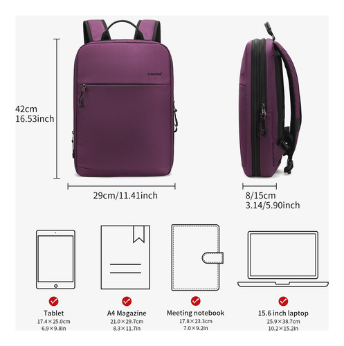 Mochila Tigernu Ejecutiva Para Notebook Negro T-b9013