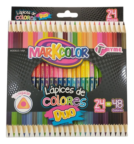 24 Lápices De Colores Tryme Duo Doble Punta Markcolor