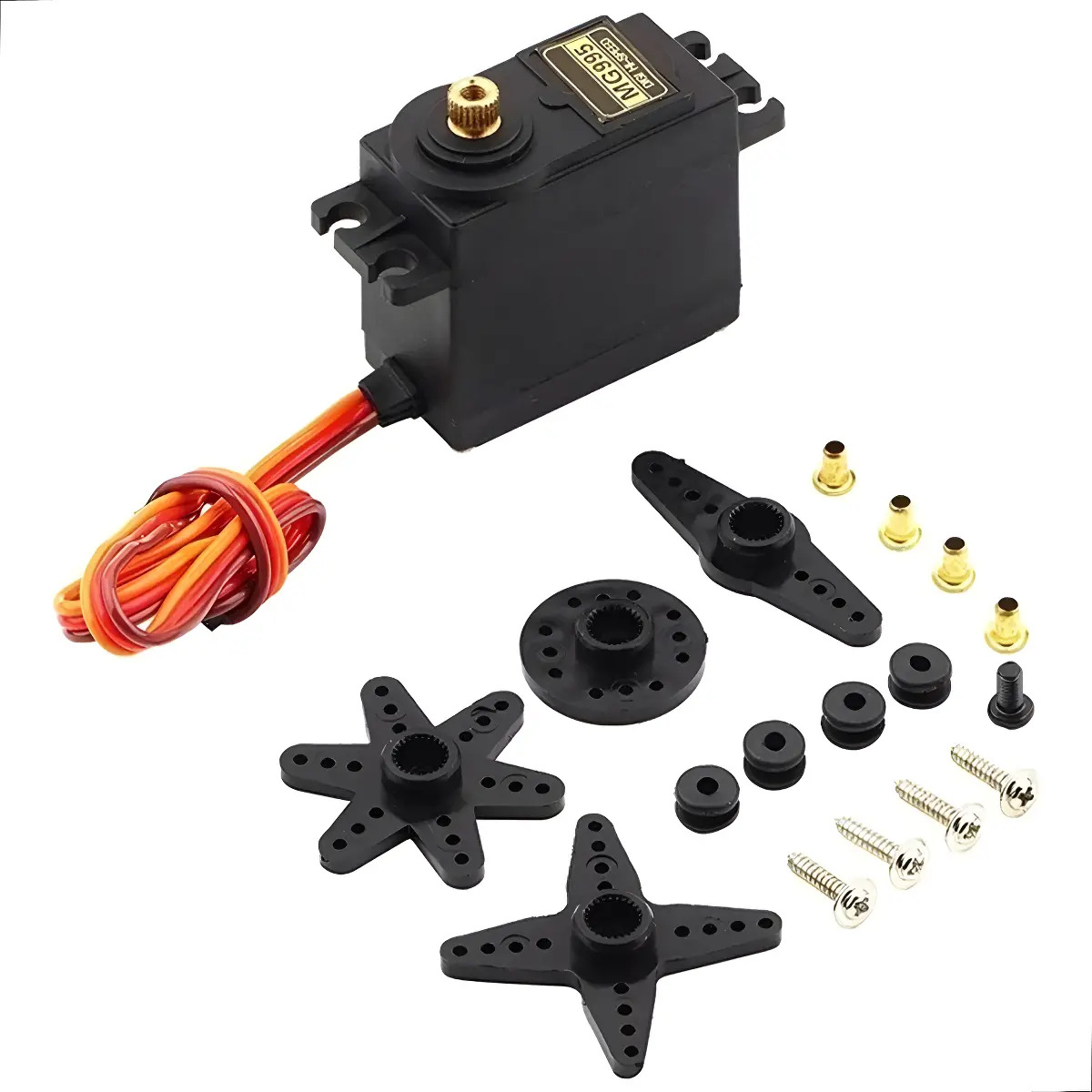 Servo Motor MG995 180 Graus Engrenagem Metálica Torque Alto 6V Arduino Robótica Aeromodelismo Automação Braço Robótico Carrinho Inteligente Blutu