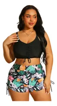 Comprar Biquíni Feminino Plus Size Estampa Floral, Cordão Dividido
