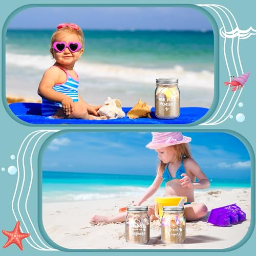 Set 3 Tarros Arena Playa Mason Seashell 360ml Con Cuatro Cue