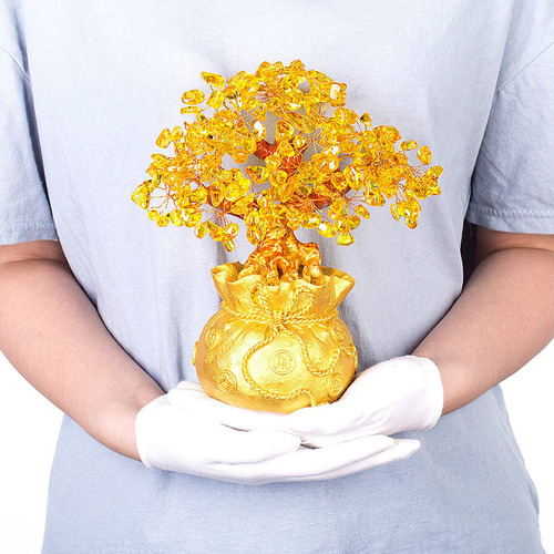 Para Árbol De La Suerte Chino Citrino Cristal Dinero Árbol