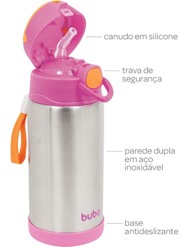 Imagem 2 de 10 de Garrafinha Infantil Buba Agua Suco + Canudo Extra E Limpador