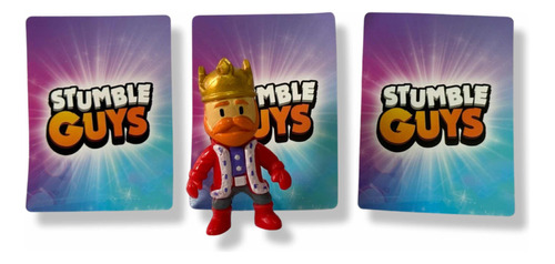 Figura 7cm Stumble King Stumble Guys + 3 Tarjetas Al Azar