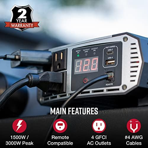Inversor De Corriente De Grado Profesional Cobra Pro De 1500