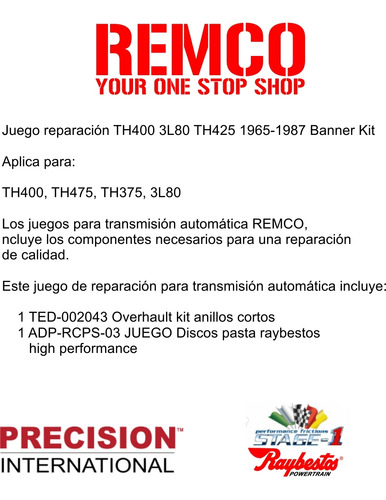 Kit Reparacion Transmision Th400 Chevelle 1967-73 7.4l