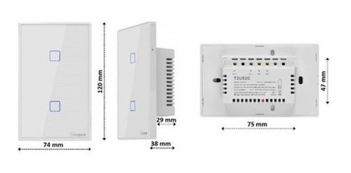 Interruptor Táctil 2 Botones Rf433 Wifi P/google Home Y Alex