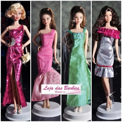 Kit 10 Roupas Vestidos Boneca Barbie 20 Sapatos 20 Acessório