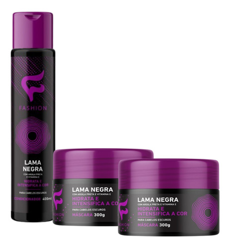 Kit Condicionador 400ml + 2x Máscara 300g Lama Negra