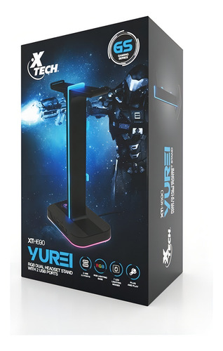 Soporte De Audifonos Xtech Yurei Xth-690 Rgb Usb Negro