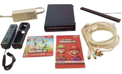 Nintendo Wii Negro + Control + New Super Mario Bros + 480p