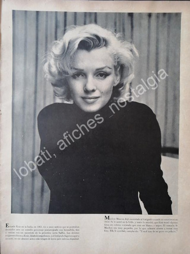 Cartel Retro Nota Y Fotograbado Marilyn Monroe 1960s /