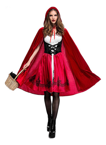 Cuteshower Disfraz De Capucha Roja Para Mujer, Vestido De Fi