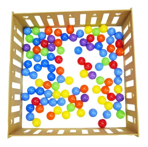 Imagen 3 de 8 de Corralito Corral Pelotero + 100 Pelotas Madera 100x100x33cm
