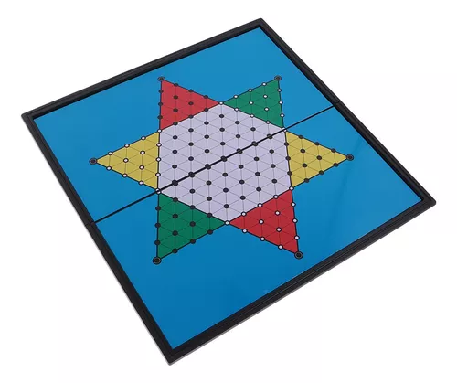 Dama Chinesa Jogo Tabuleiro Madeira Hexágono + Dados 20cm