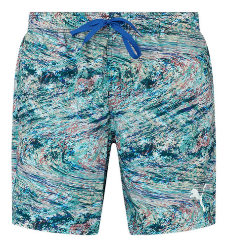 Short De Baño Puma Printed Mid Hombre Moda Azul