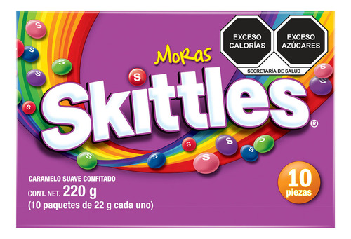 Caja De Dulces Skittles Moras Caramelo Suave Confitado 10 Pz