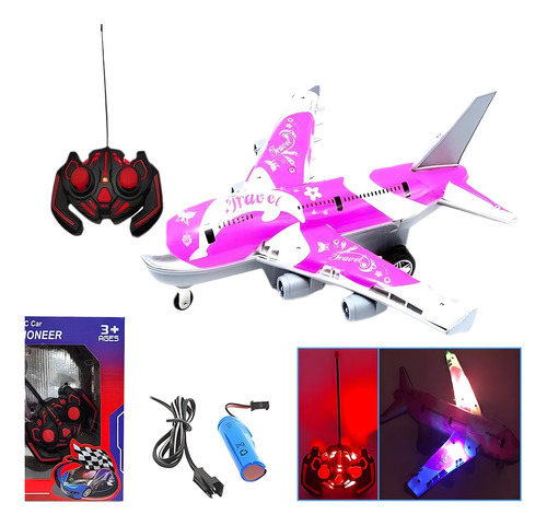 Rosa Avión Teledirigidorc Plane Aero Con Luces De Colorespvc
