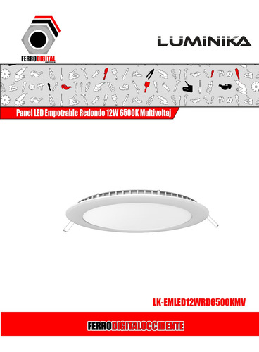 Imagen 2 de 4 de Panel Led Empotrable Redondo 12w 6500k Multivoltaje Luminika